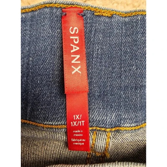 Spanx Seamed Front Wide Leg Jeans Vintage Indigo High Rise Pull On 20407R 1X - Picture 4 of 9